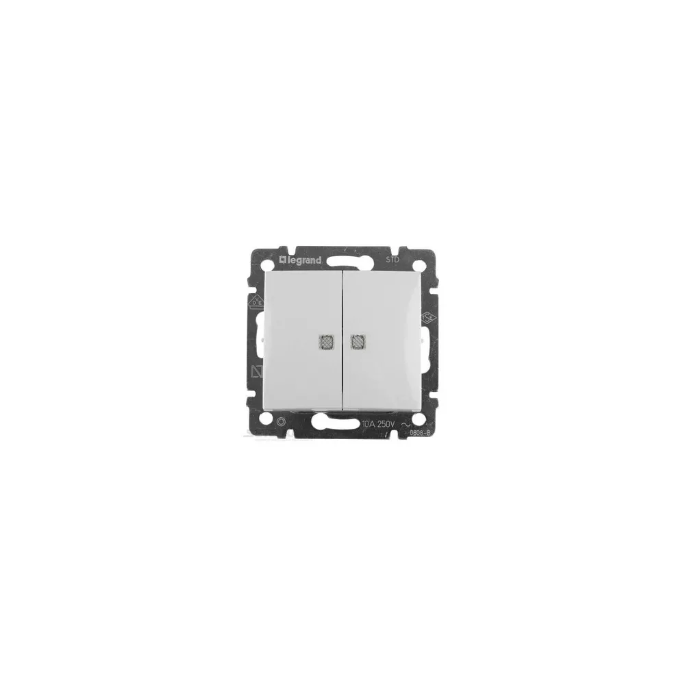 Legrand Valena Classic Вимикач 2-клавішний з двома індикаторами 10А Білий 774213
