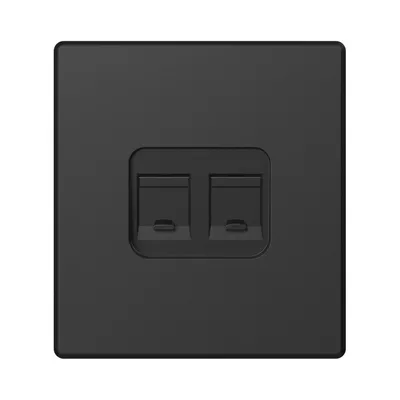 Розетка CAT6e подвійна комп'ютерна вугільно-чорна VIDEX NOTA VF-NT-SK1PC6-BL VF-NT-SK2PC6-BL