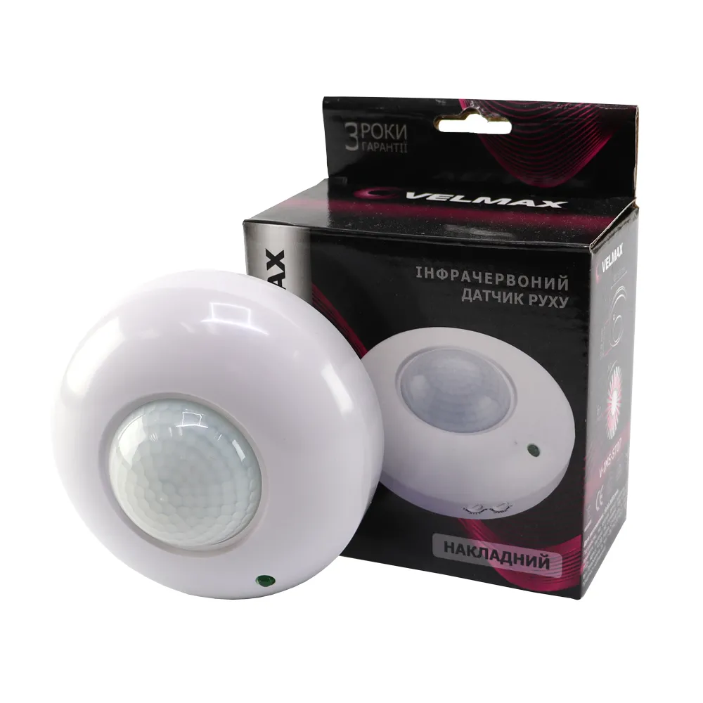 Датчик руху Velmax V-IMS-32 AC220-240V кут 360 (ST07) 29-22-32 