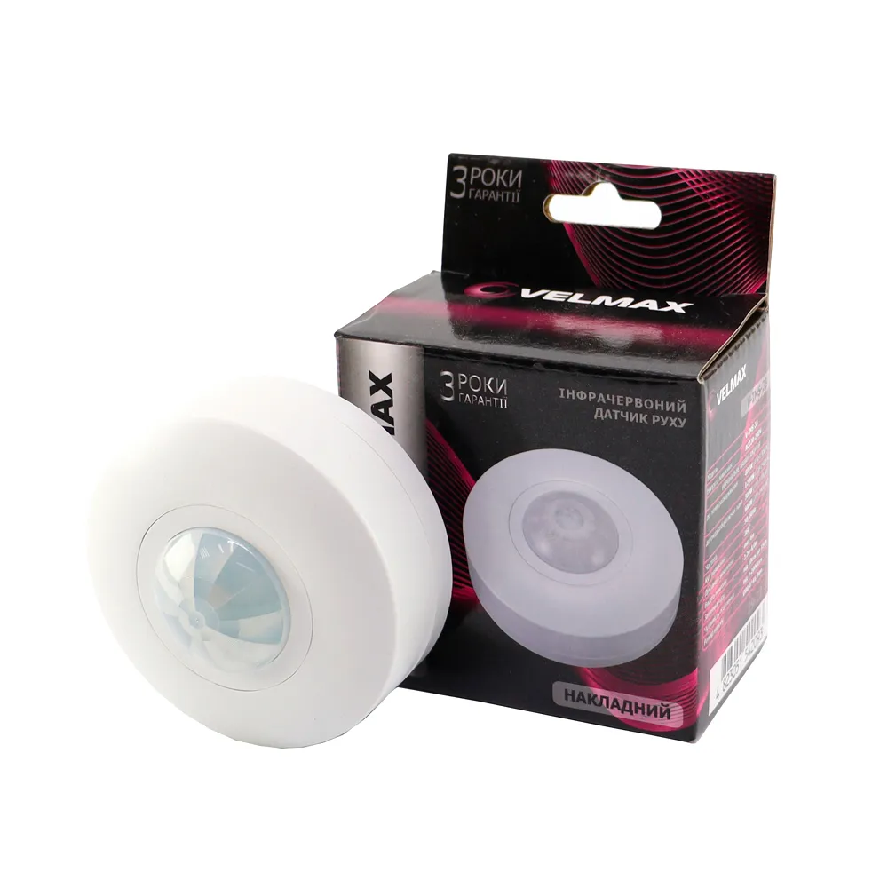 Датчик движения Velmax V-IMS-33 AC220-240V угол 360 (ST05A) 29-22-33