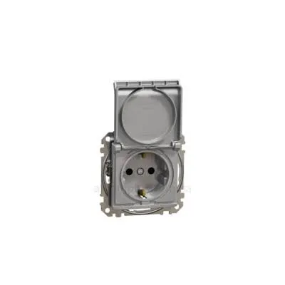 Розетка Schneider Sedna Design 1-а З/К внутр. зі шторками та кришкою IP44 алюміній SDD213024