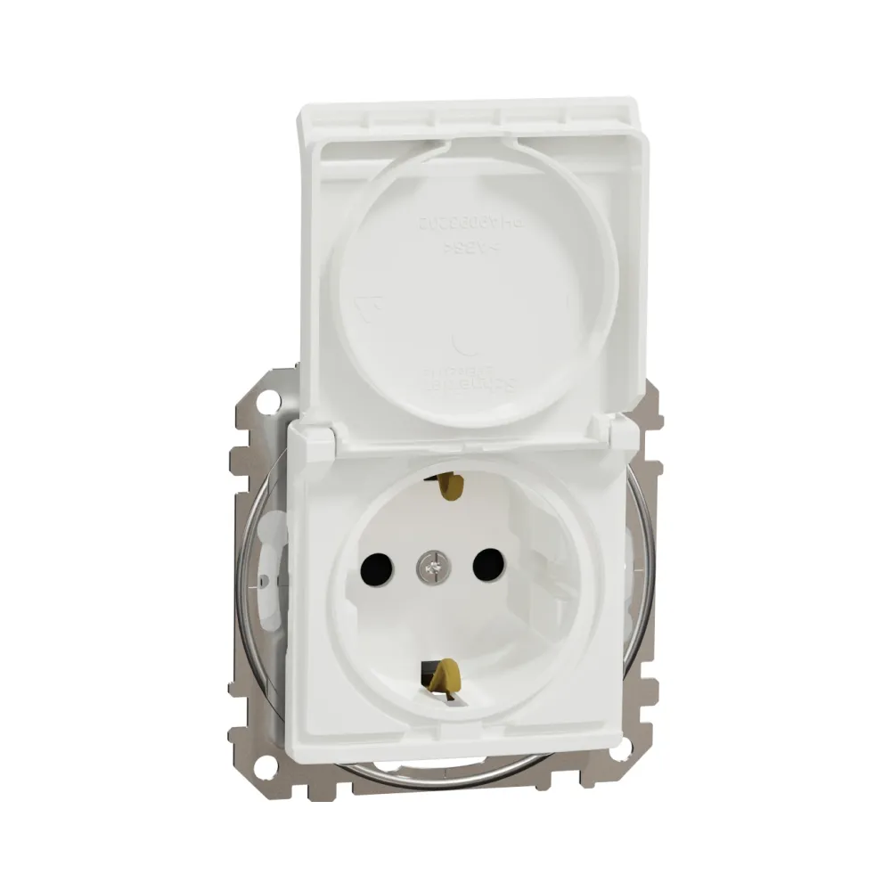 Розетка Schneider Sedna Design 1-а З/К внутр. со шторками и крышкой IP44 белый SDD211024