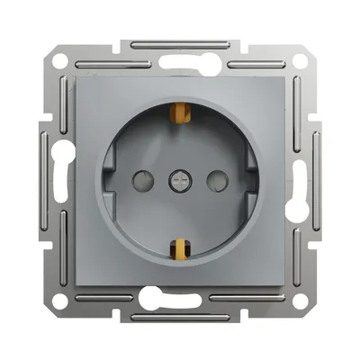 Розетка Schneider Electric Asfora сталь одинарна із заземленням внутрішня зі шторками EPH2900262