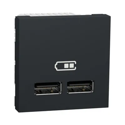 Розетка USB Schneider Electric Unica New антрацит подвійна 2.1 А 2 модулі NU341854