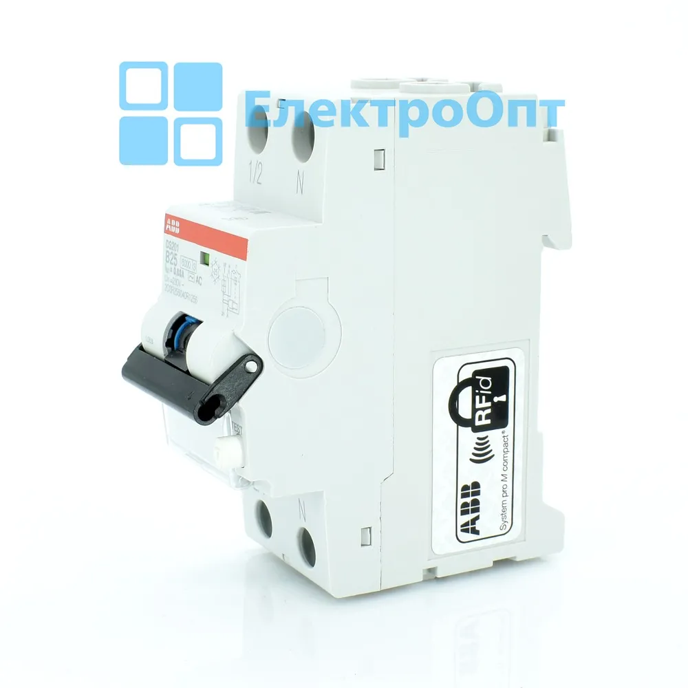 Диференційний автомат ABB AC 2P 6kA B-25 30mA DS201B25/AC-0,03