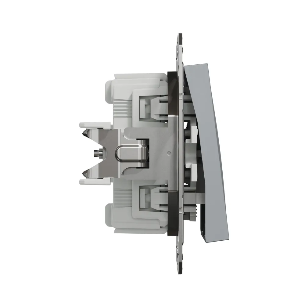 Переключатель Schneider Electric Asfora сталь двухклавишный внутренний проходной EPH0600162