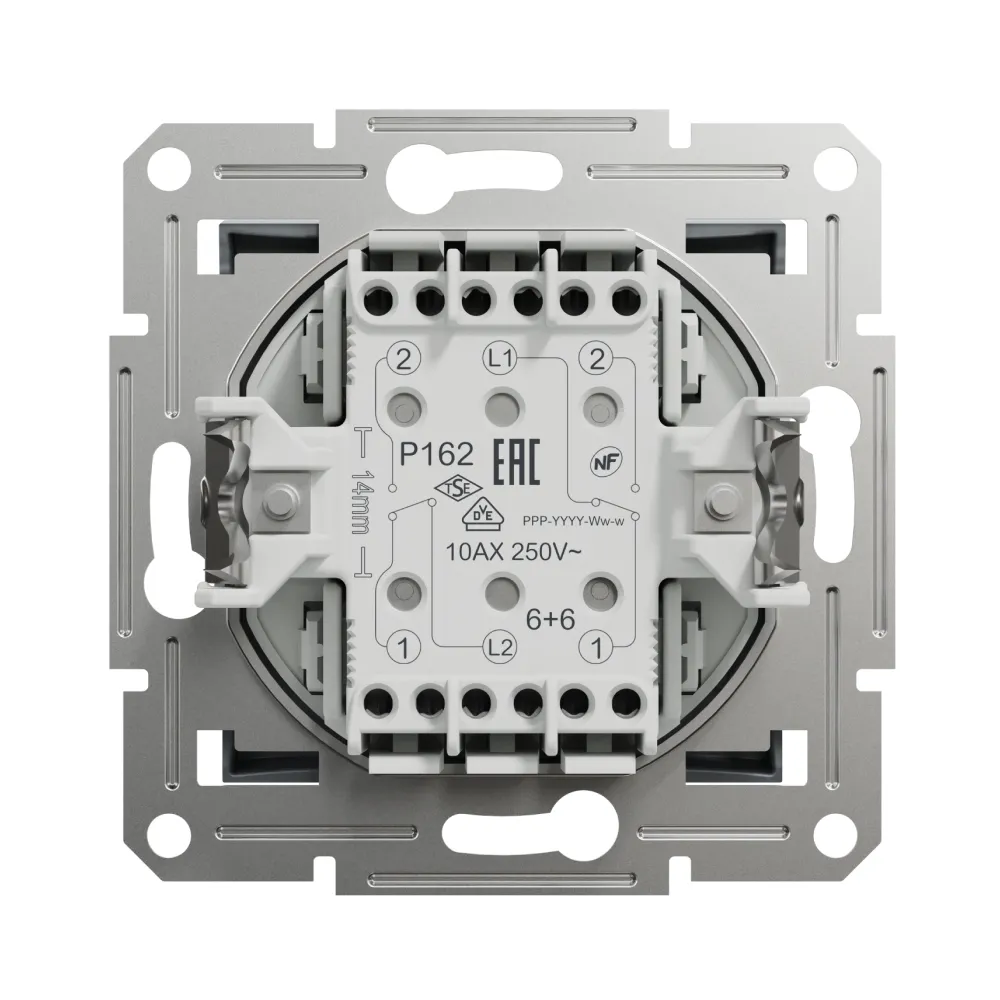 Переключатель Schneider Electric Asfora сталь двухклавишный внутренний проходной EPH0600162
