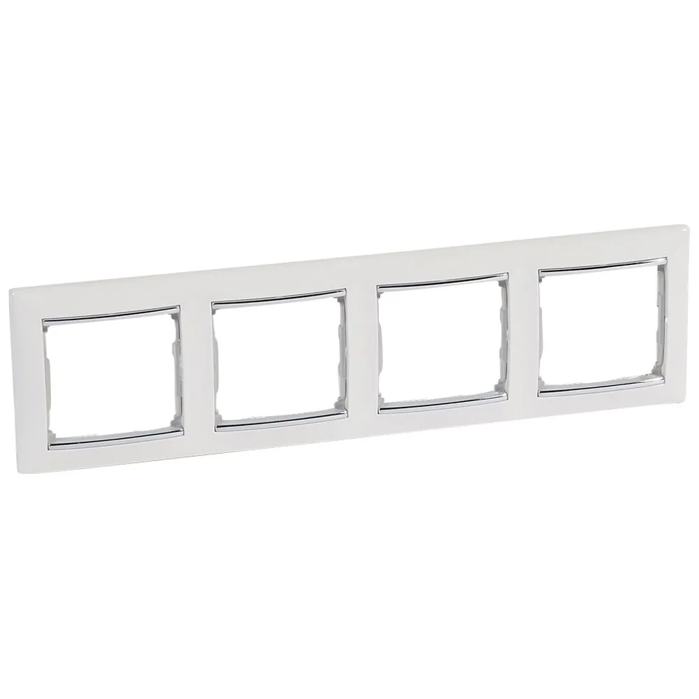 Рамка Legrand Valena Classic білий срібний штрих 4 пости 770494