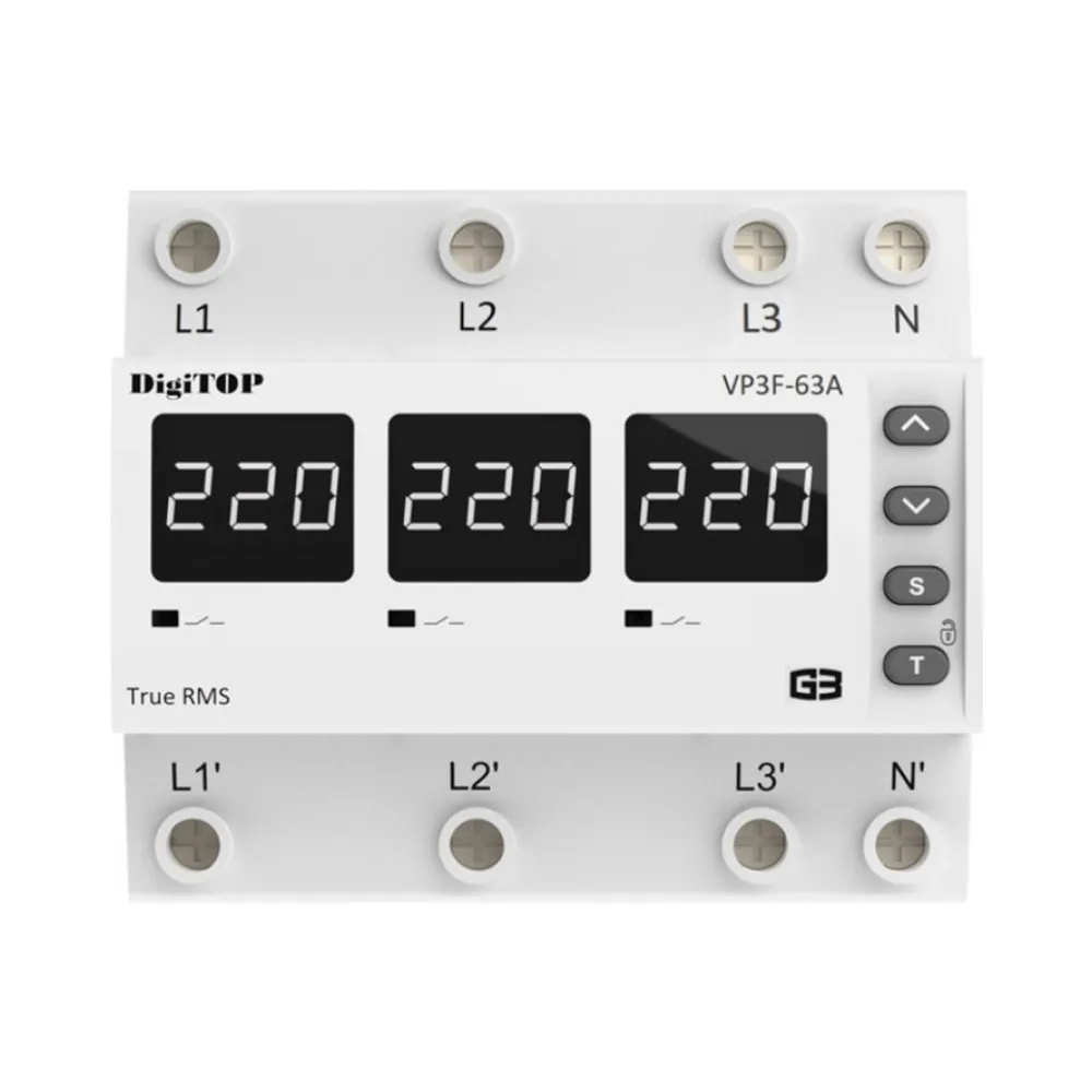 Реле напруги DigiTOP 63А (max 80A) VP-3F63A M6W