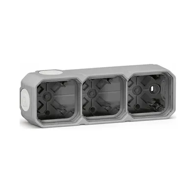 Legrand Коробка наклад. 3-пост. гориз./верт. Plexo New  сірий 069680L