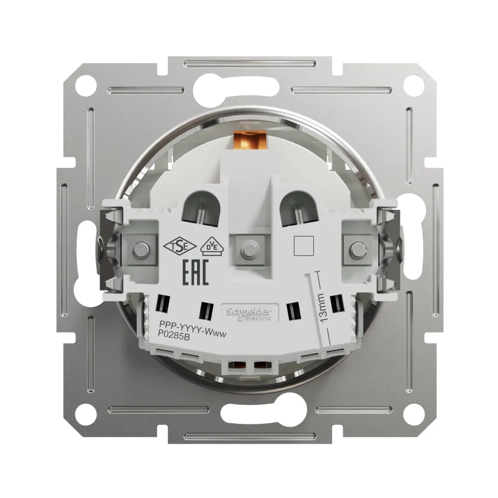 Розетка Schneider Electric Asfora біла одинарна з заземленням з кришкою без рамки EPH3170121