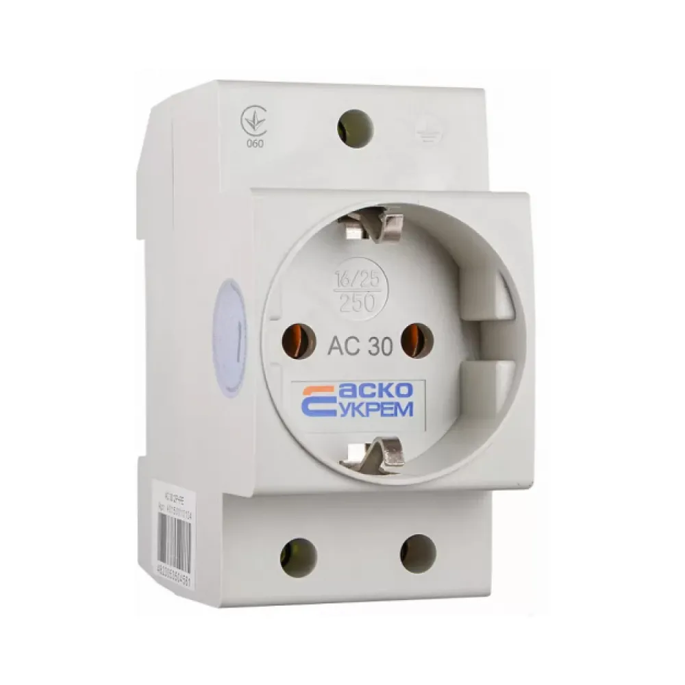 Розетка с заземлением AC30 2Р+РЕ АСКО 00036895