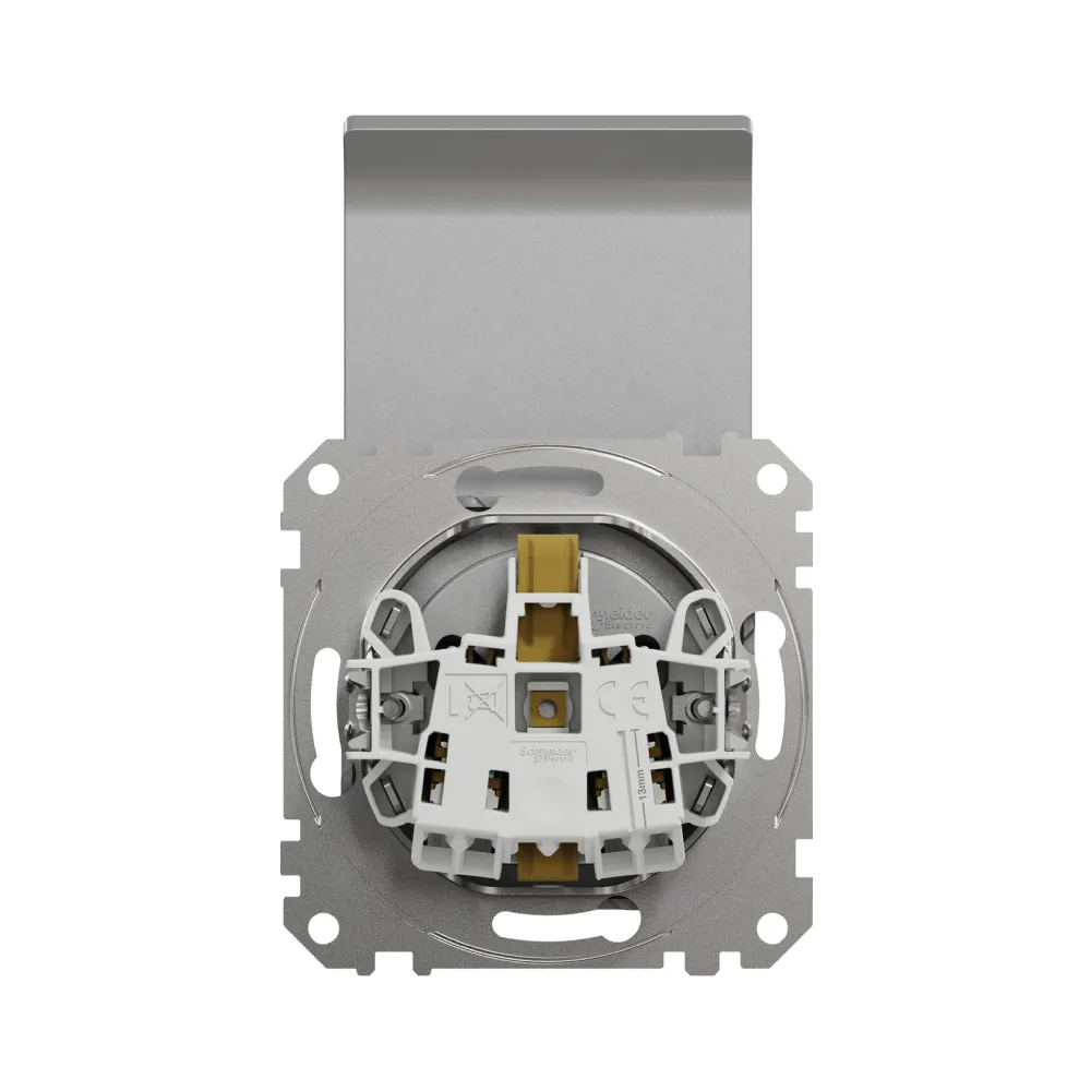 Schneider Sedna Design Розетка 1-а З/К внутр. зі шторками та кришкою Sedna Design Алюміній SDD113024