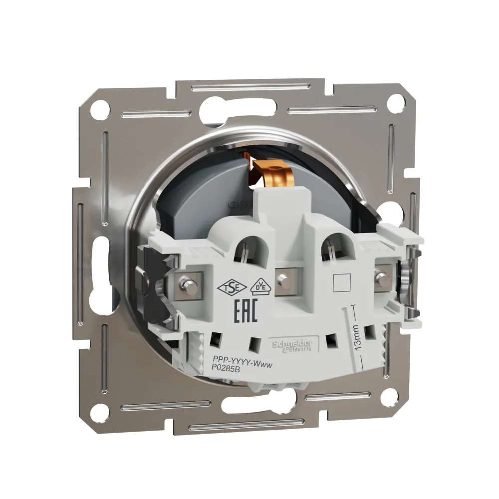 Розетка Schneider Electric Asfora сталь з заземленням внутрішня EPH2900162
