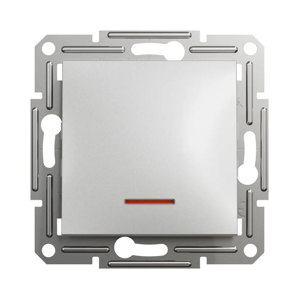Выключатель Schneider Electric Asfora алюминий одноклавишный внутренний с подсветкой EPH1400161