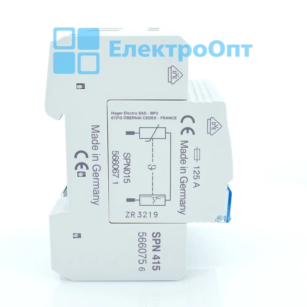 Hager Розрядник класу 2, 4п, 40kA, Up<=1,25kB SPN415