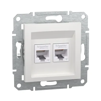 Розетка комп'ютерна Schneider Electric Asfora подвійна RJ45 UTP 6 білий без рамки EPH4870121