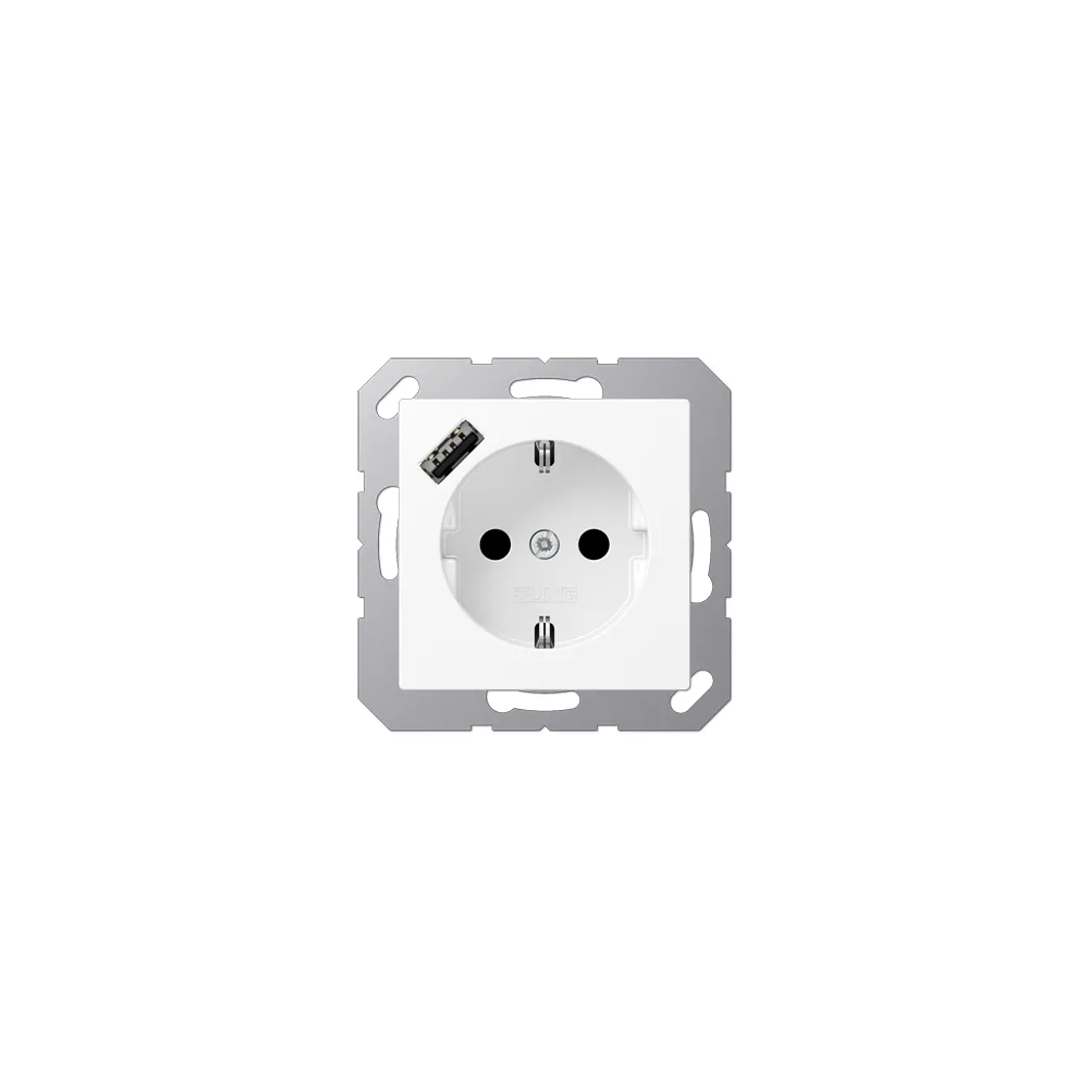 JUNG A Розетка SCHUKO з USB тип A білосніжний матовий A1520-18AWWM