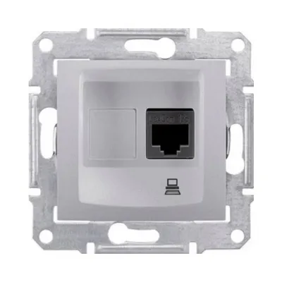 Розетка комп'ютерна Schneider Electric Sedna алюміній RJ-45 внутрішня 5E SDN4300160