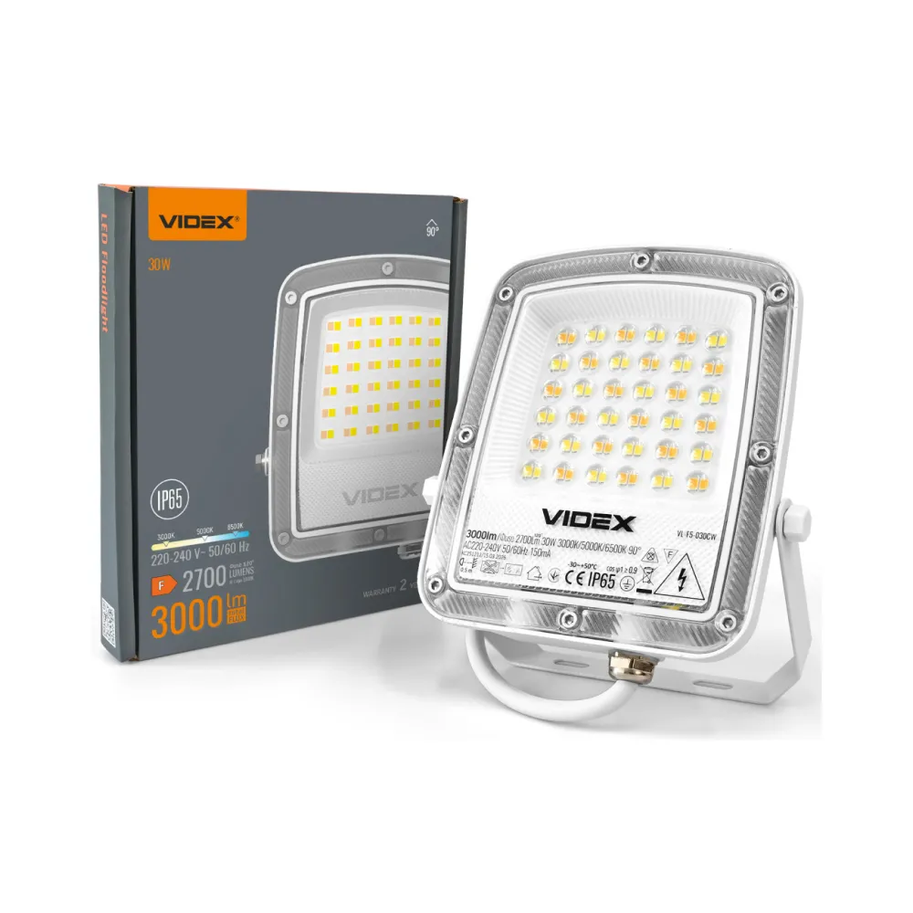 LED прожектор VIDEX 30W 300-5000-6500K Білий VL-F5-030CW