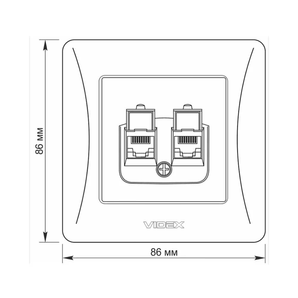 Розетка CAT6+CAT6 подвійна комп'ютерна біла VIDEX BINERA VF-BNSK2PC6-W