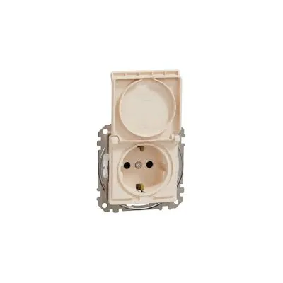 Schneider Sedna Design Розетка 1-а З/К внутр. зі шторками та кришкою IP44 Sedna Design Бежевий SDD212024
