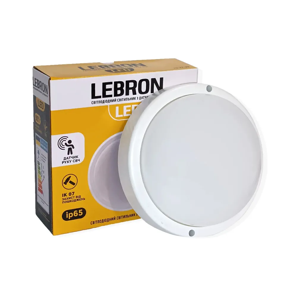 LED светильник Lebron с датчиком движения L-WLR-S 8W 210mm 4100K 720Lm IP65 15-37-30
