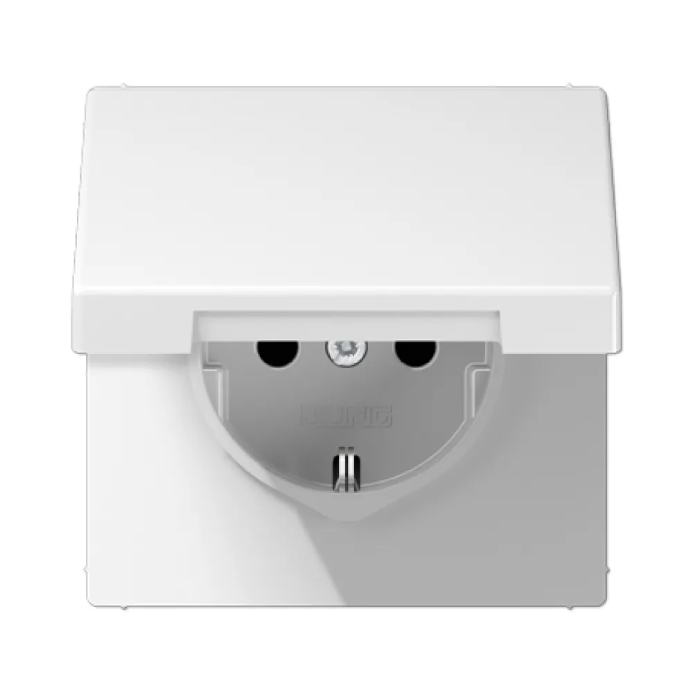 Розетка JUNG LS.x с крышкой белая LS1520KLWW