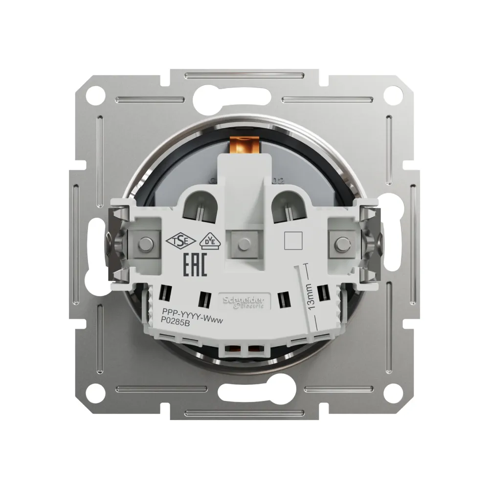 Розетка Schneider Electric Asfora сталь з заземленням внутрішня EPH2900162