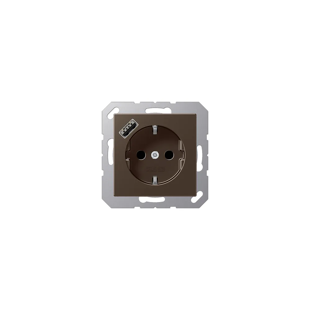 JUNG A Розетка SCHUKO з USB тип A мокко A1520-18AMO
