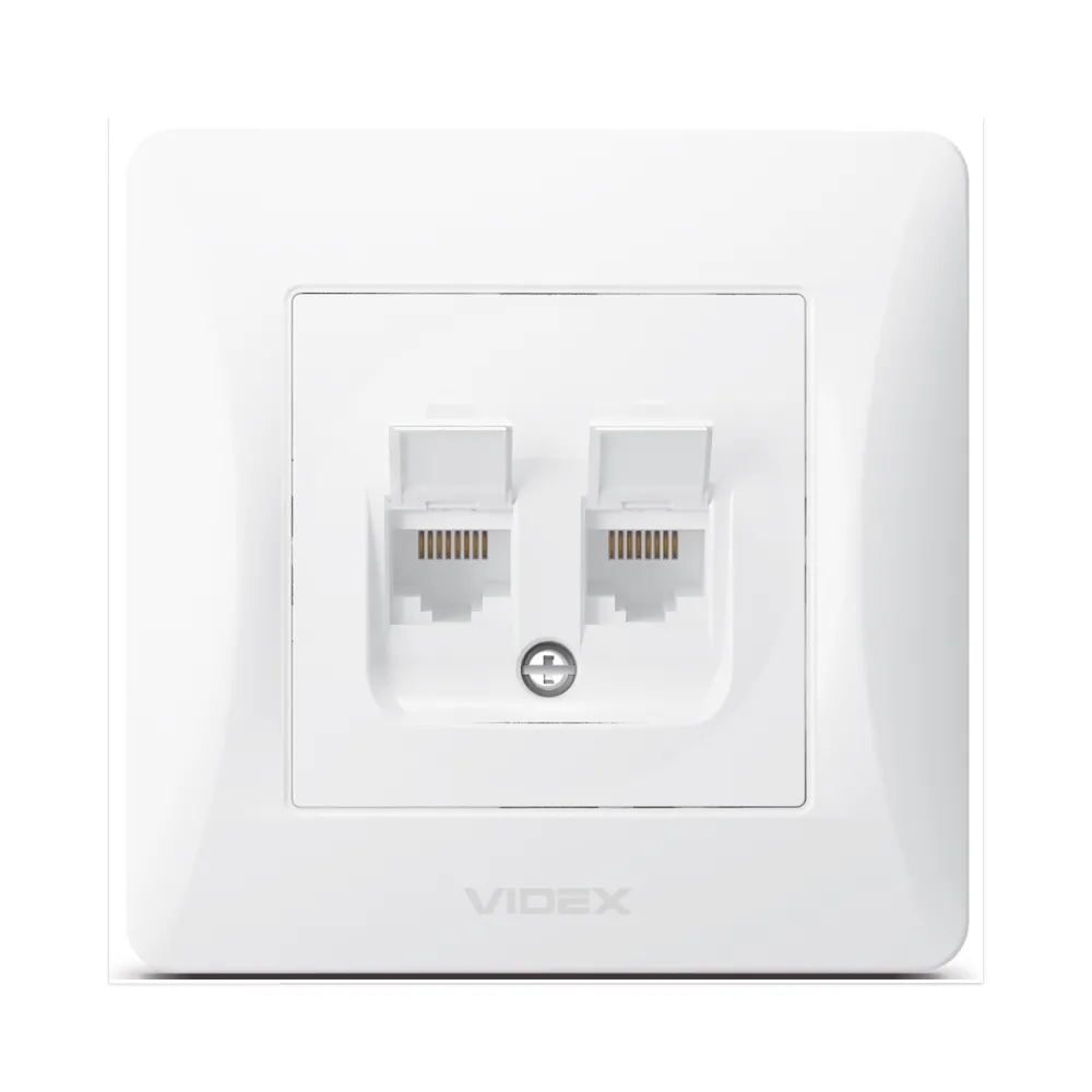 Розетка CAT6+CAT6 подвійна комп'ютерна біла VIDEX BINERA VF-BNSK2PC6-W