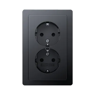 Розетка з з/к 2X, зах.контактів, цільна, антрацит 16А/250В Q.3 47596096