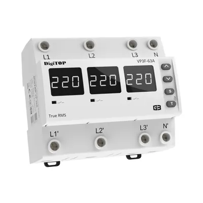 Реле напряжения DigiTOP 63А (max 80A) VP-3F63A M6W