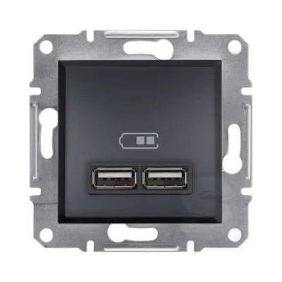 Розетка USB Schneider Electric Asfora антрацит подвійна внутрішня EPH2700271