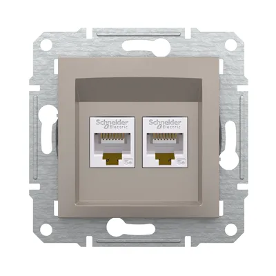 Розетка комп'ютерна Schneider Electric Asfora бронза подвійна RJ45 UTP 5E внутрішня EPH4400169