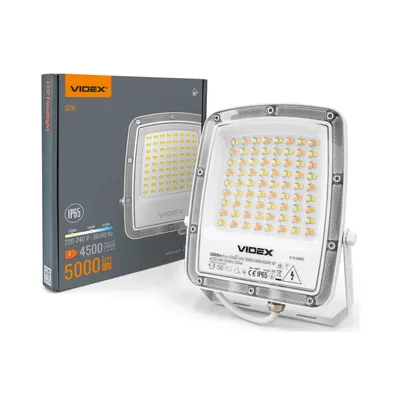 LED прожектор VIDEX 50W 300-5000-6500K 230V Білий VL-F5-050CW