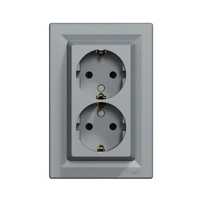 Розетка Schneider Electric Asfora сталь подвійна з заземленням внутрішня EPH9900162