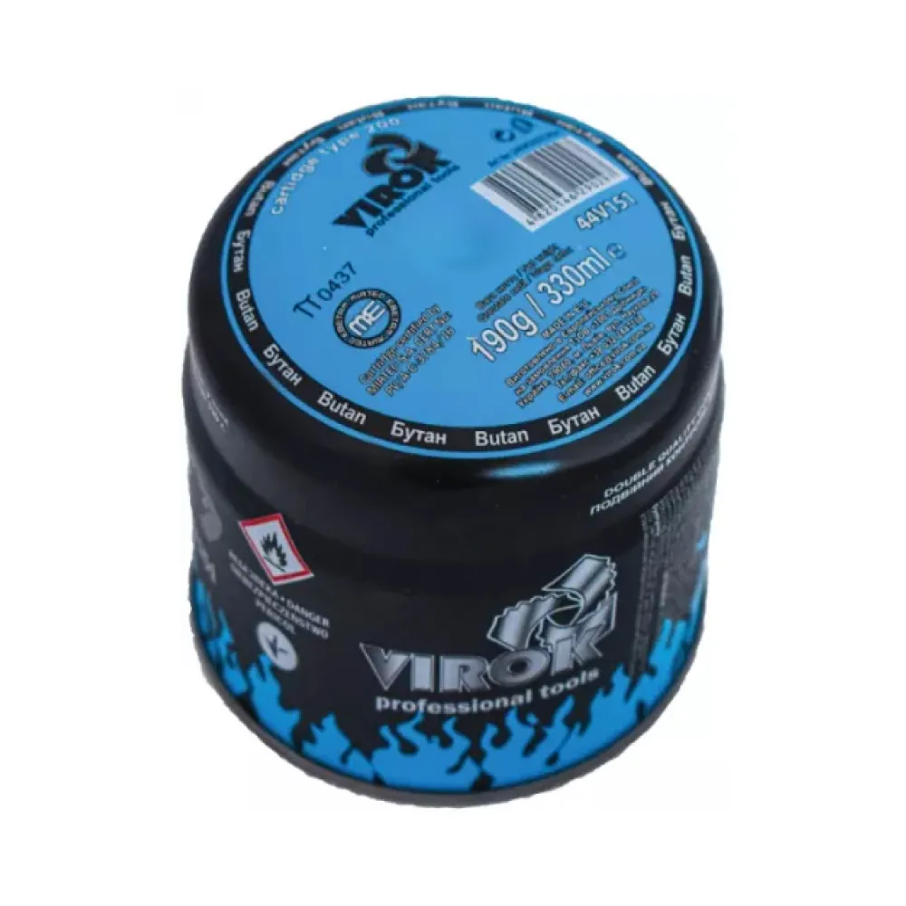 Баллон газовый 1-разовый VIROK пробивной 190g/330ml type 200 BUTAN E417 44V151