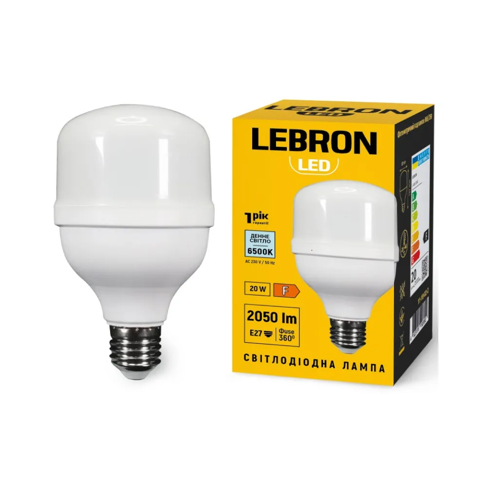Лампа LED L-A80 20W  E27 6500K 1800Lm 11-18-02 Lebron