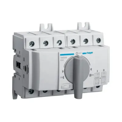 Переключатель модульный Hager трехпозиционный I-0-II 3p 63А HIM306