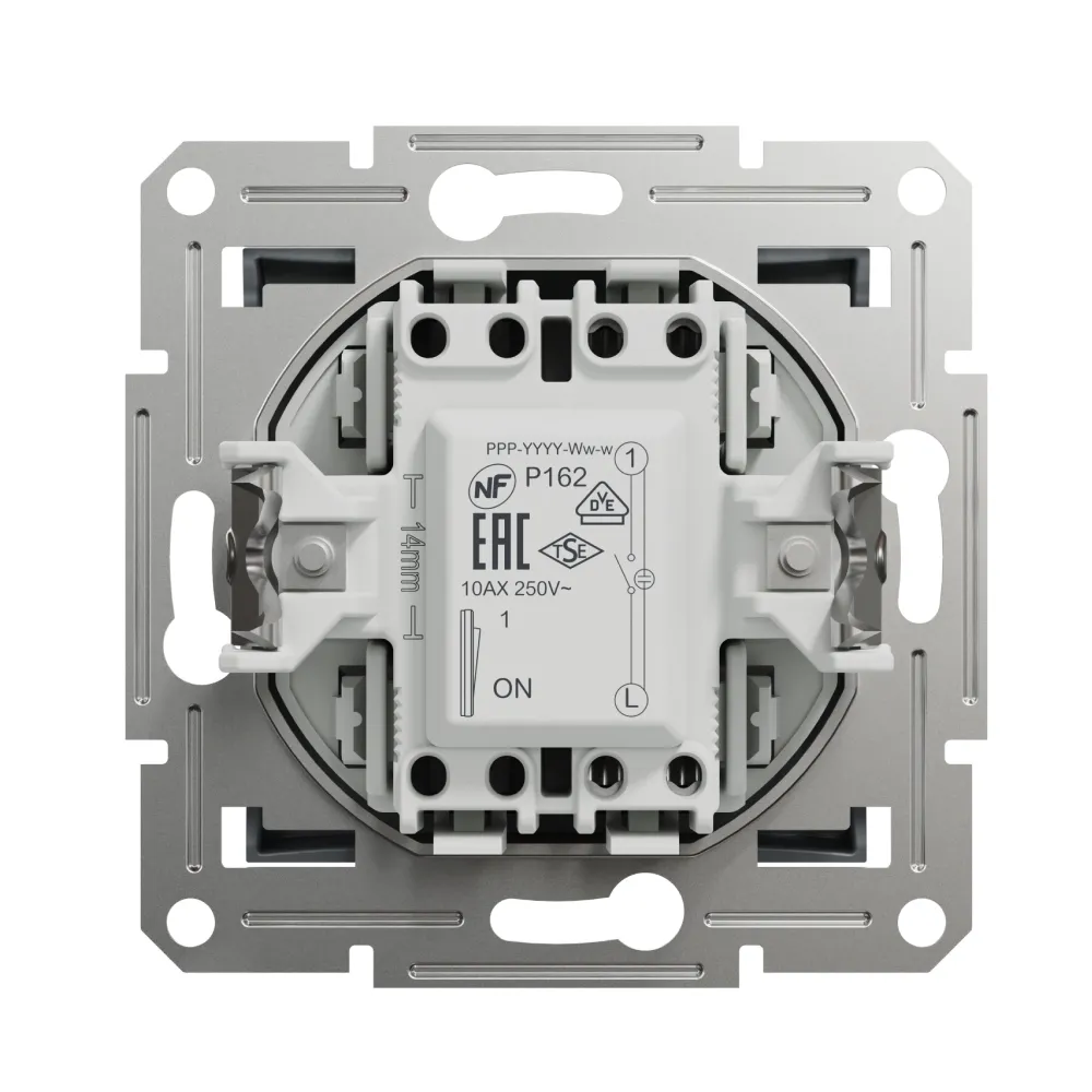 Выключатель Schneider Electric Asfora сталь одноклавишный внутренний с подсветкой EPH1400162