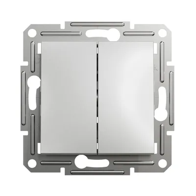Выключатель Schneider Electric Asfora алюминий двухклавишный самозажимной EPH0300161