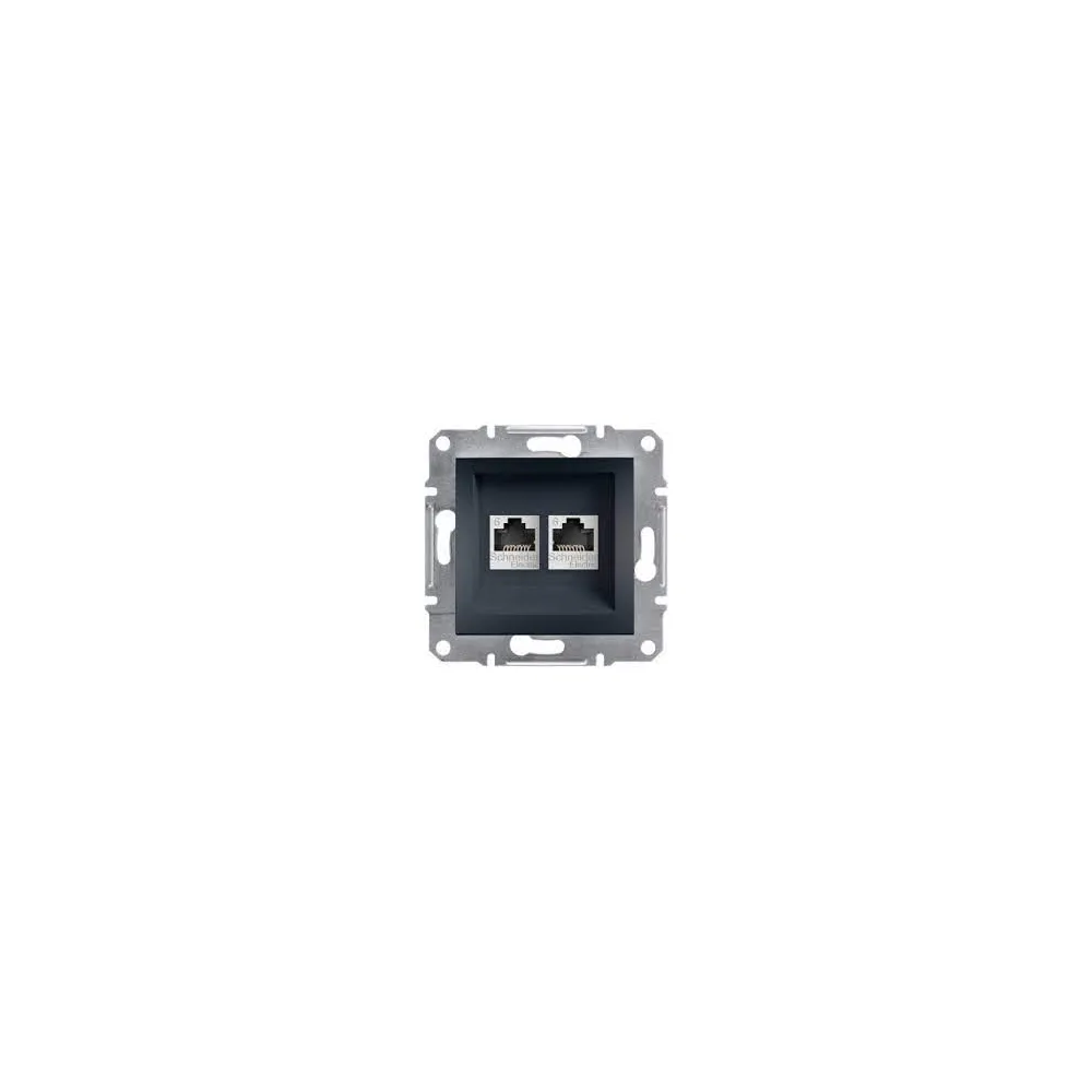 Schneider ASFORA Розетка комп. подвійна RJ-45 кат.6 UTP внутр. ASFORA  (C3) антрацит EPH4800171