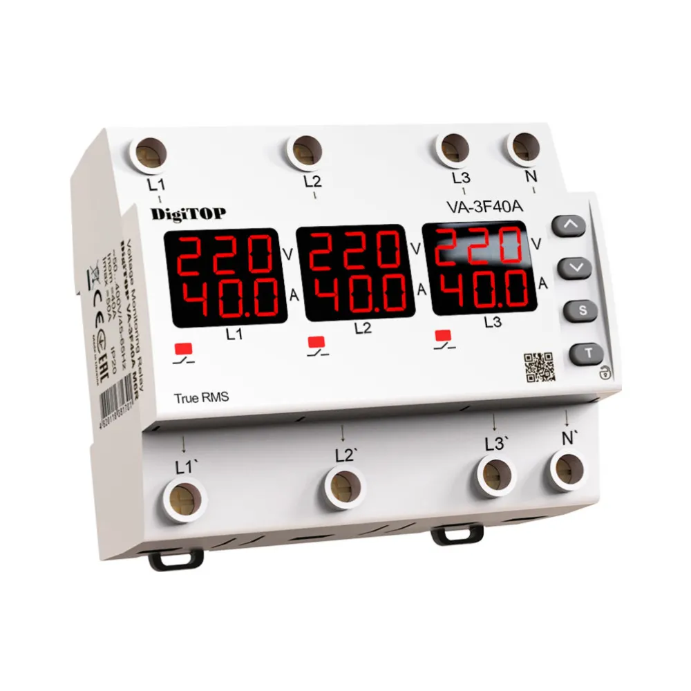 Реле напруги DigiTOP 63А (max 80A) VA-3F63A M6R