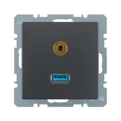 Розетка USB/аудіо 3.5 мм Berker Q.x антрацит 3315396086