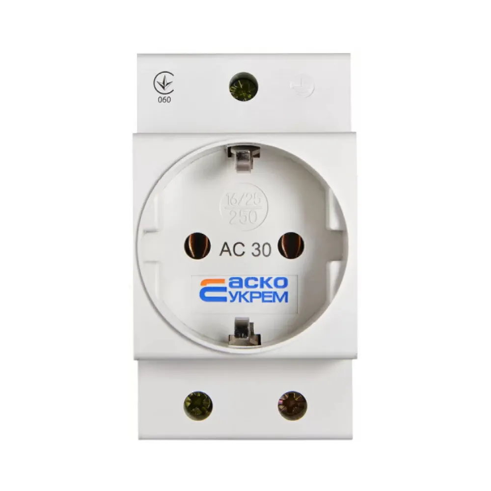 Розетка с заземлением AC30 2Р+РЕ АСКО 00036895