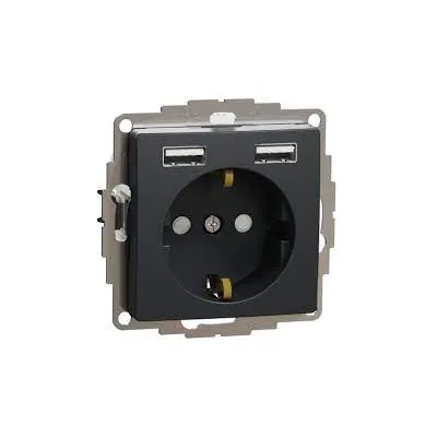 Schneider Sedna Design Розетка 1-а USB внутр. зі шторками, А+А Sedna Design Чорний SDD114052