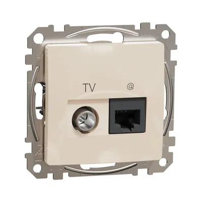 Schneider Sedna Design Розетка 1-а комп. + TV внутр. TV+RJ45 кат. 6 UTP Sedna Design Бежевий SDD112469T