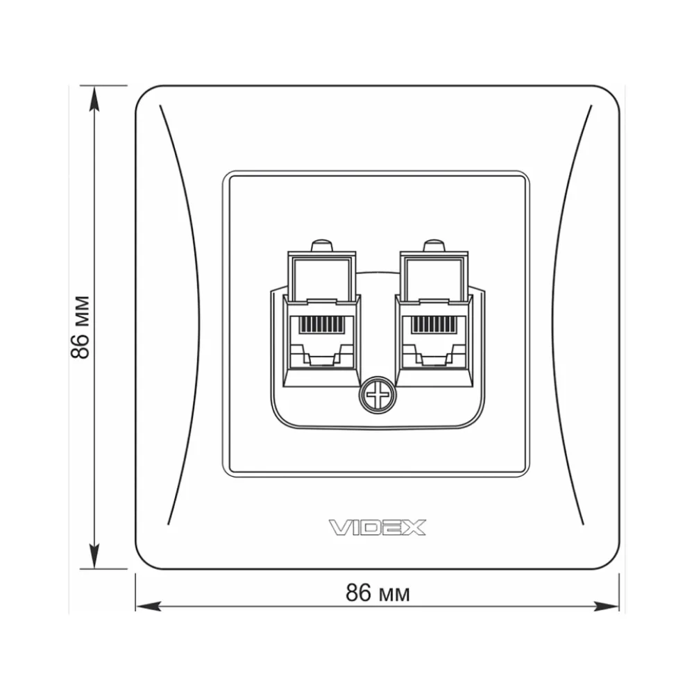 Розетка CAT6+CAT6 комп'ютерна подвійна чорний графіт VIDEX BINERA VF-BNSK2PC6-BG