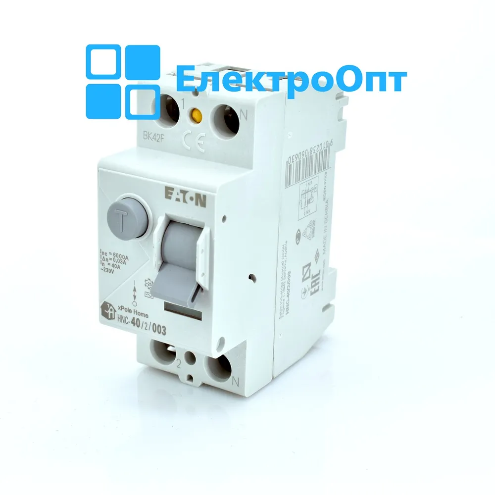 ПЗВ - Пристрій Захисного Відключення EATON AC 2p 30mA тип AC HNC-40/2/003